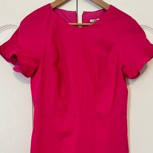 J. Crew Pink Puff Sleeve Sheath Dress